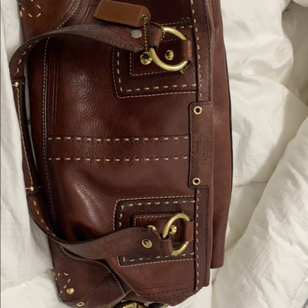 Coach Whiskey Leather Andrea Hampton Satchel - Picture 2 of 10